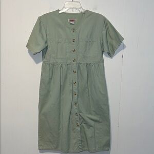 Fads Women's Green Button-Down Midi Dress Pockets Size Petite Medium 0322264